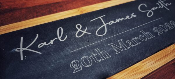 slate and bamboo serving board